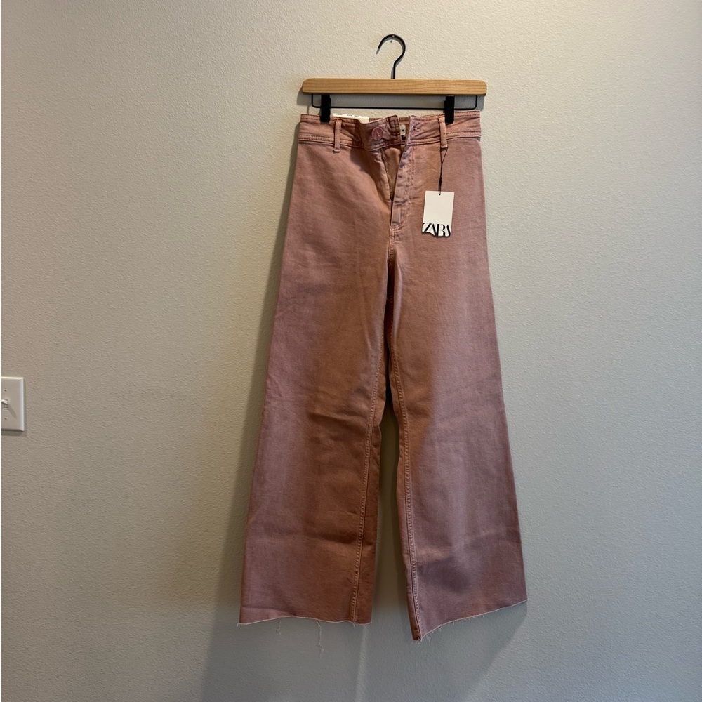 Zara Pink Flare Wide Leg Jeans